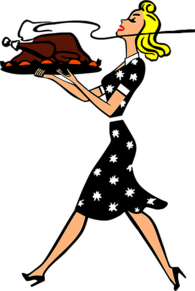 Woman Bringing Thanksgiving turkey for dinner