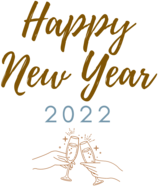 Happy New Year 2022 Gold Silver Champagne Glasses Greeting Card
