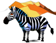 Zebra, Cartoon Character - In The Style Of Pixar, Single View, No Shadow