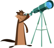 Luna's Pet Ferret Clyde Looking Through Telescope