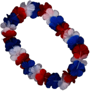 Red, White and Blue Hawaiian Flower Necklace