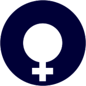 Transparent Female Symbol on Blue Background