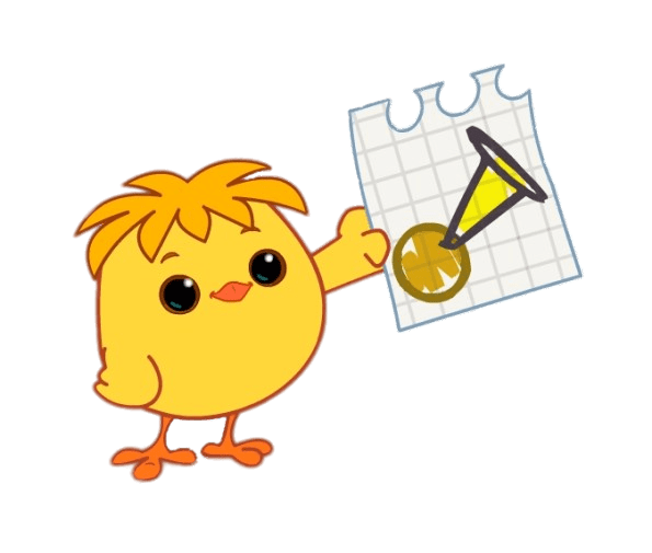 Mini Pet Pals Nameless the Chick Holding Drawing Of Horn