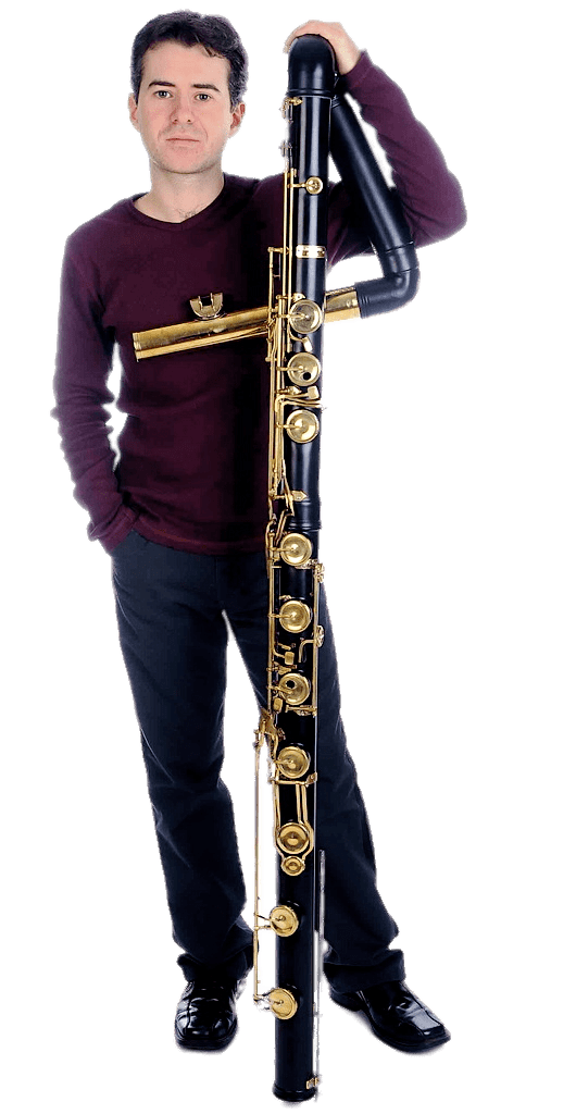 Musician Holding Contrabass Flute