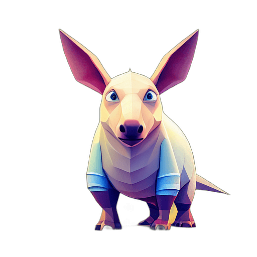 Aardvark, Cartoon Character - In The Style Of Pixar, Single View, No Shadow