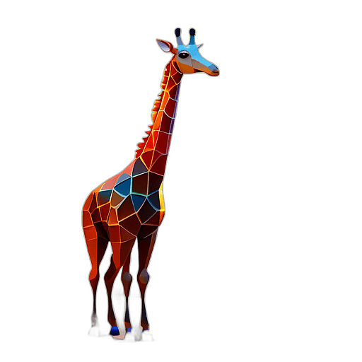 Giraffe, Cartoon Character - In The Style Of Pixar, Single View, No Shadow
