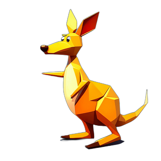 Kangaroo, Cartoon Character - In The Style Of Pixar, Single View, No Shadow