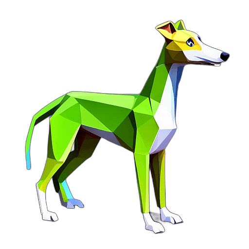 Greyhound, Children'S Cartoon Animation Style - Full Body, Single View, No Shadow