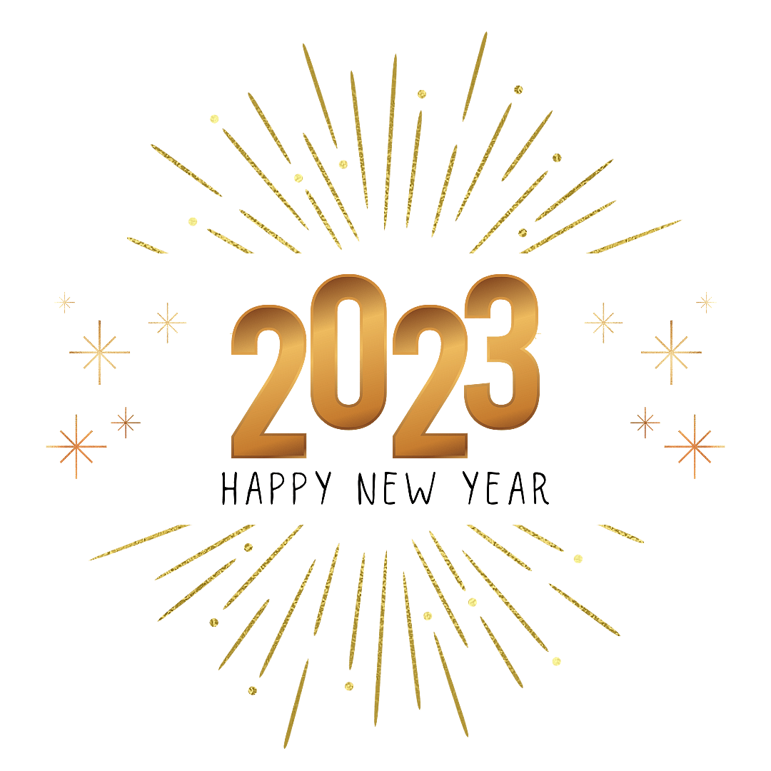 Happy New Year 2023 Gold Stars