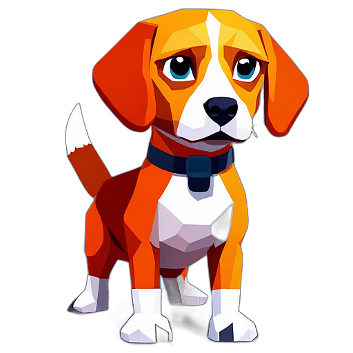 Beagle, Children'S Cartoon Animation Style - Full Body, Single View, No Shadow