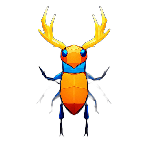 Stag Beetle, Children'S Cartoon Animation Style -  Full Body, Single View, No Shadow