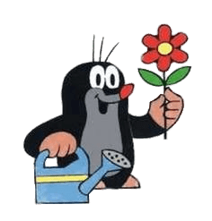 Little Mole Holding Watering Can