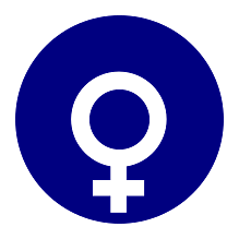 Female Symbol on Blue Background
