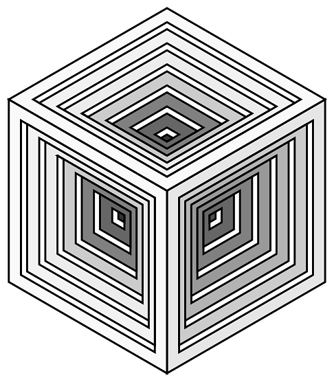 3D Cube Black and White