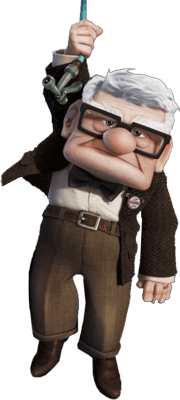 Carl Fredricksen Holding on To Hose