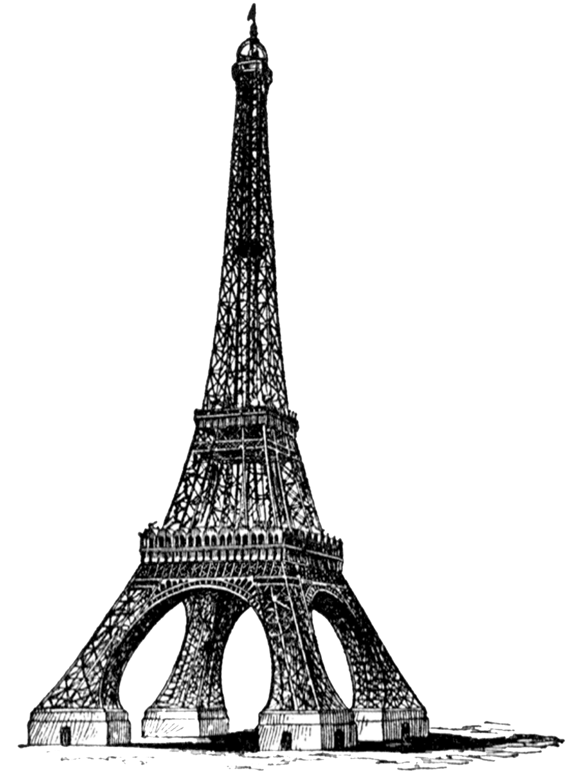 Eiffel Tower Bw Full Vintage