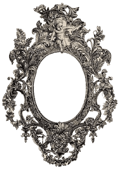 Vintage Frame With Angel Illustration