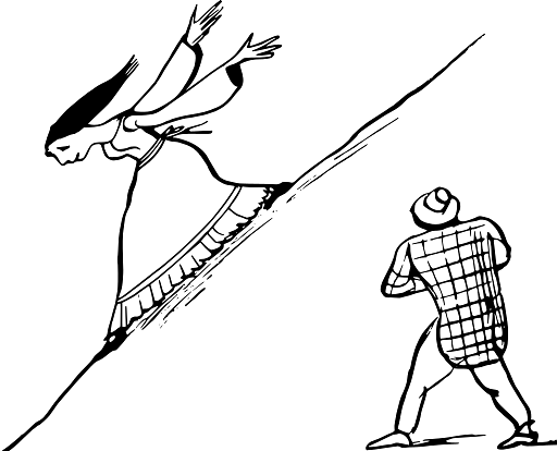 Edward Lear Drawing Woman Sliding Down the Hill