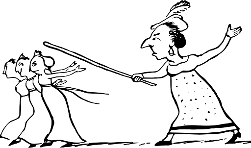 Edward Lear Drawing Mean Old Lady Beating the Youngsters