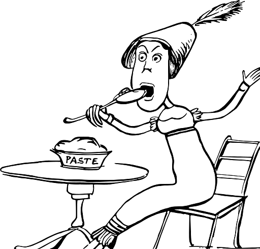 Edward Lear Drawing Woman Eating a Spoonful of Paste