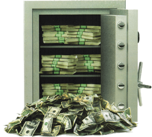 Money Vault Dollars Spilling Out