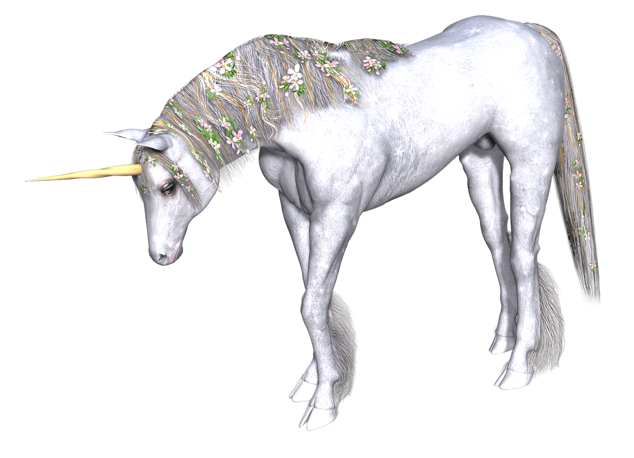 Full White Unicorn Head Down