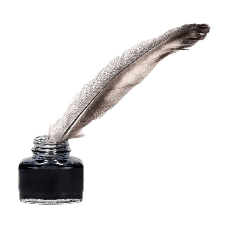 Feather Quill Pen and Ink Pot