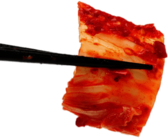 Chopsticks Holding A Piece Of Kimchi