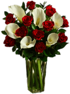 Red Roses and White Calla Lillies Bouquet