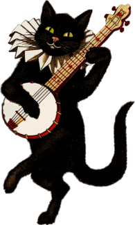 Vintage Cat Playing Banjo