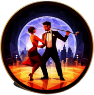 A steamy tango bar in buenos aires, where dancers and musicians become one. low poly app icon