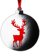 Soft Felt Bauble In Light Grey With A Reindeer Silhouette, Minimalist - Single Item, Decorated Christmas Bauble, High Detail, No Shadow