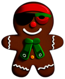 Pirate-Themed Gingerbread Man With An Icing Eye Patch, Minimalist - Gingerbread Men, Decorated For Christmas, With Colorful Details And Icing, Single Item, No Shadow