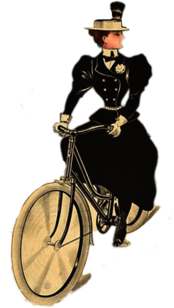 Woman Riding A Bicycle Vintage Illustration