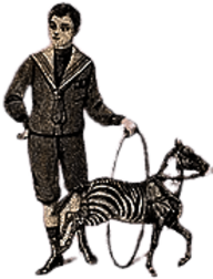 Boy and Horse-Zebra Trick Victorian Circus