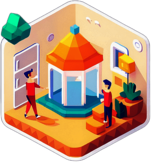 Childcare Center, Minimalist App Icon - Circle Icon Bevel Border