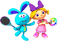 Holly and Raggles the Rabbit Playing