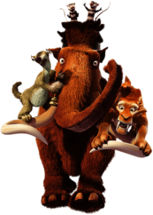Ice Age characters on Manny the Mammoth