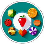 Diet & Nutrition, Minimalist App Icon - Circle Icon Bevel Border