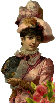 Victorian Woman With Flowers Holding Fan