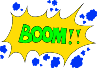 Boom!! Yellow and Green Comic Speech Bubble