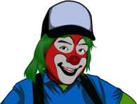 Clown with White and Green Cap