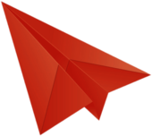 Red Paper Plane Turned Upwards Left