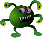 Virus With Long Teeth Cartoon