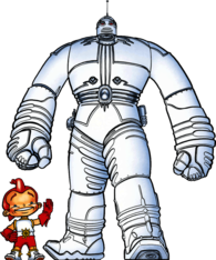 Big Guy and Rusty the Robot Boy Standing