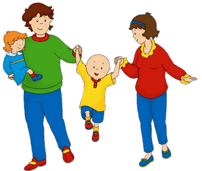 Caillou With His Parents and Sister Rosie