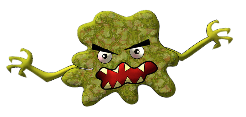 Green Virus With Monster Teeth