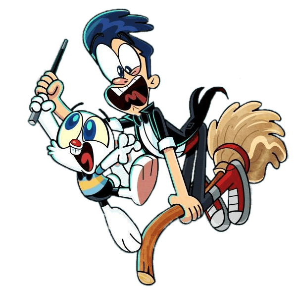 Harry & Bunnie on Flying Broom