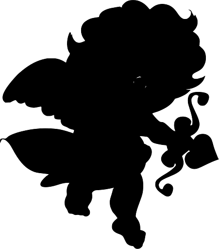 Silhouette of Playful Cupid Angel