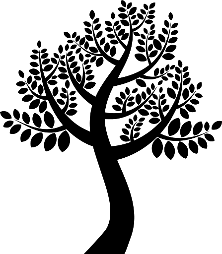 Black and White Abstract Leafy Tree